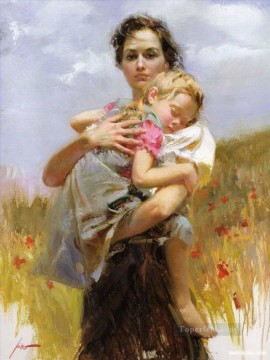 ピノ・ダエニの女性と少女 Oil Paintings